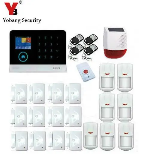 Yobang Security Solar Power Wireless Outdoor Strobe Siren Smart APP Control WIFI GSM Alarme Kits Panic Alarm Door/Window Sensor