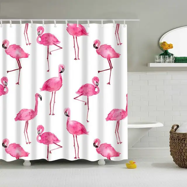 Online Shop Hoomall Hot Flamingo Shower Curtain Washable Bath