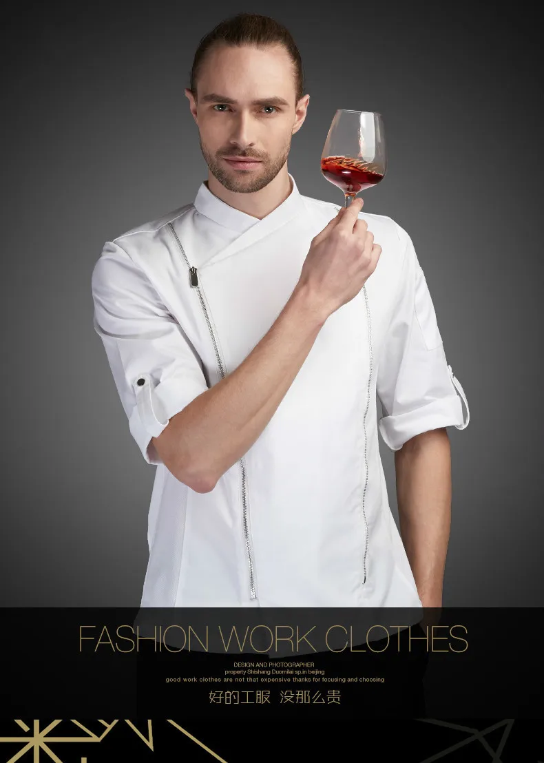 Chef Uniform Men Seven-quarter Sleeve Summer Breathable Kitchen Cooking Jacket Restaurant Hotel Hairdressers Salon Overalls