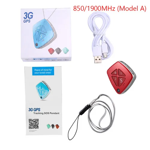 3G 4G GPS Tracker Mini Necklace SOS Phone Call Communication Fall Sensor Camera Taking Photo FREE Tracking APP Personal Locator - Цвет: red A