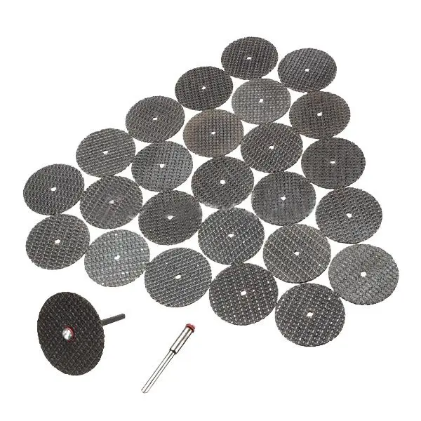 

Wholesales 25 PCS 32mm Resin Cutting Wheel Discs Set Kit + 1 Mandrel For Rotary Tool