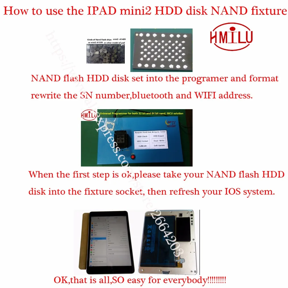 Herramienta de reparación de accesorios para IPAD mini2 HDD disk NAND para actualizar el sistema NA