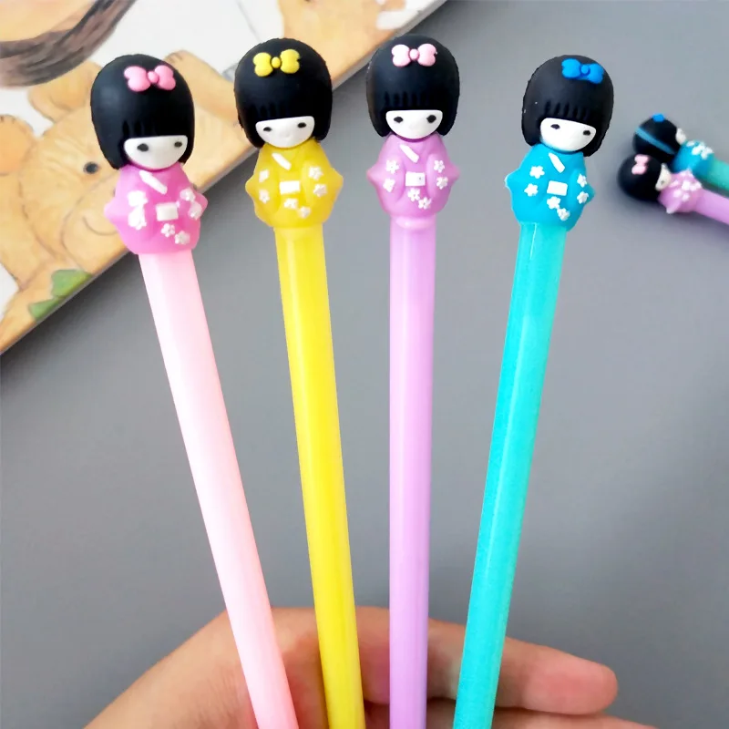 

1 Pcs Creative Stationery Cute Jelly Kimono Girl Black Neutral Pen Office Supplies Gel Pen Set Cute Accessories for School