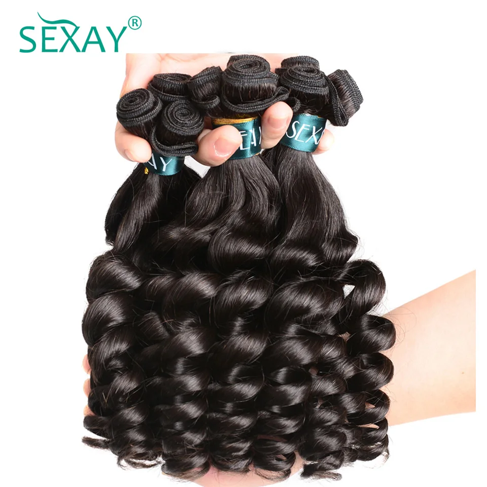Sexay бразильский Надувной вьющиеся 3 пучки волос ткань один пакет Remy Пряди человеческих волос для наращивания могут быть окрашены и