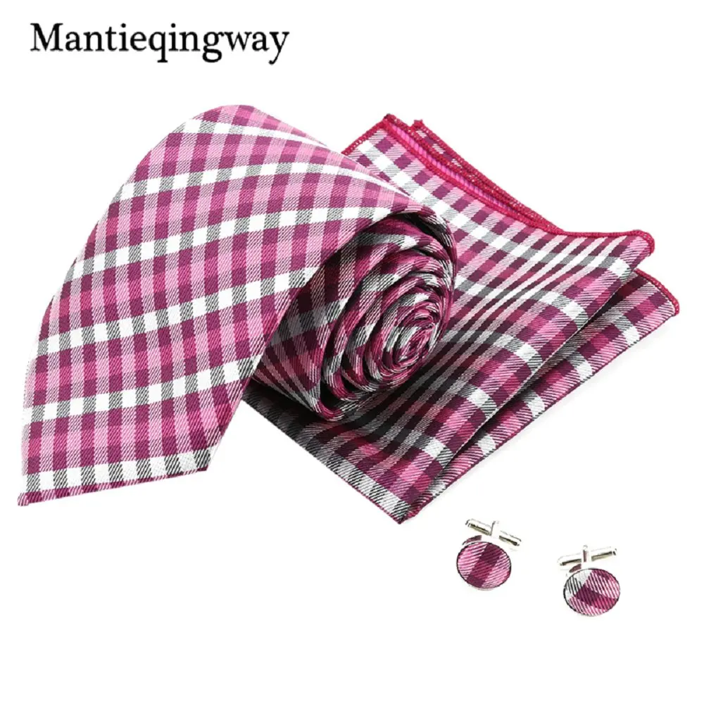 Mantieqingway 60 цветов полиэфирный галстук Gravata платок Запонки Наборы Пейсли Цветочный Свадебный галстук набор для мужчин Hanky набор - Цвет: 012