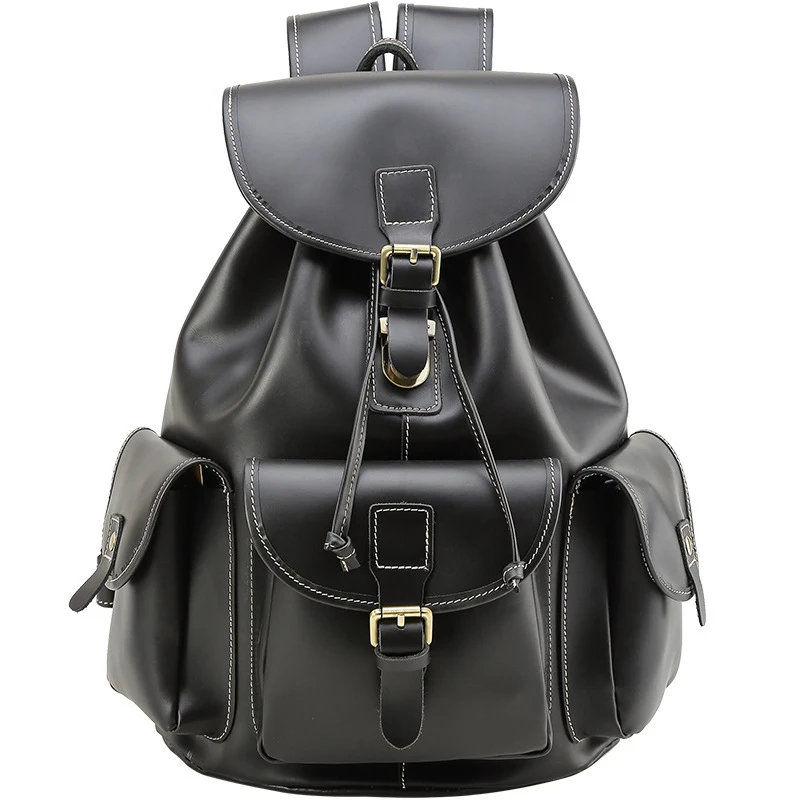 Top Quality Crazy Horse Cowhide First Layer Knapsack Male Computer Bag School Bags Black Genuine Leather Rucksack Men Backpack Top Quality Crazy Horse Cowhide First Layer Knapsack Male Computer Bag School Bags Black Genuine Leather Rucksack Men Backpack