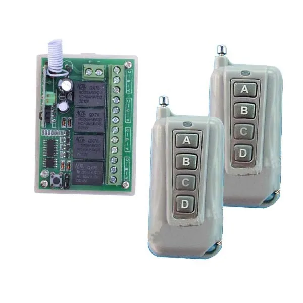 

12V 4CH 1 Receiver 2Transmitter FR Wireless Remote Control Working Way is Adjustable 200M For Garage door / Window /Lamp