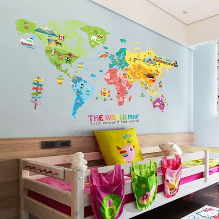 Cartoon Animal Map Home Decoration Vinyl Wall Stickers DIY 95*195CM World Map Kids Room Poster Cartoon Animal Map Home Decoration Vinyl Wall Stickers DIY 95*195CM World Map Kids Room Poster