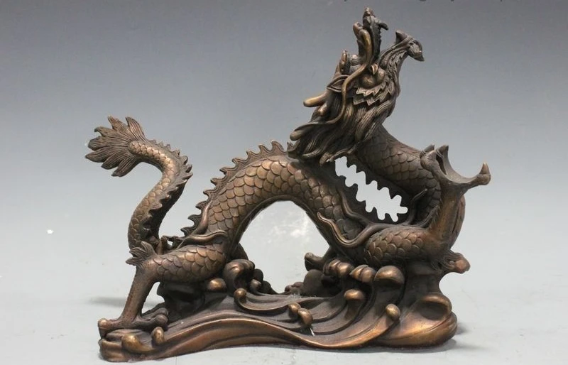 Chinese Pure Bronze Copper Traditional feng shui Lucky Dragon Royal