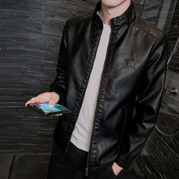 

Fall 2020 new leather jacket trend favors PU leather men's cultivate one's morality