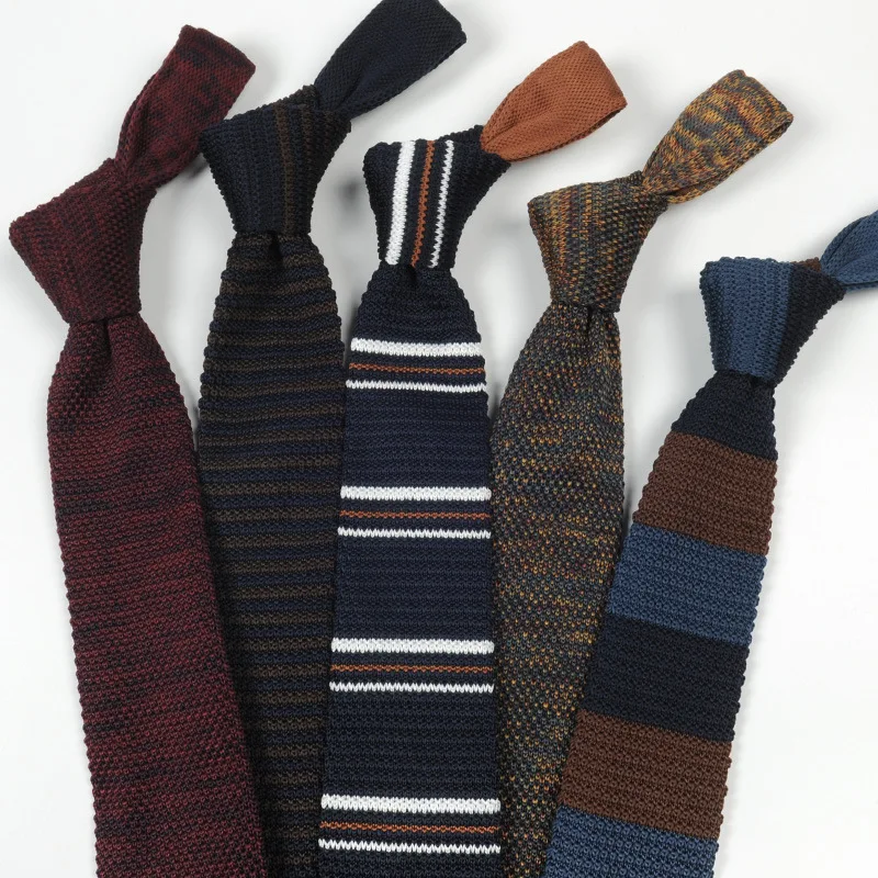 7cm Fashion Men's Dress Tie Casual Wool Knit Wild Pointed Necktie Gifts for Men Party Wedding Groomsmen Ties Daily Wear Neck Tie