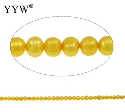 Бусины Из культивированного картофеля, Пресноводный Жемчуг, золотисто-желтый, 8-9 мм, Приблизительно 0,8 мм, Продан через приблизительно