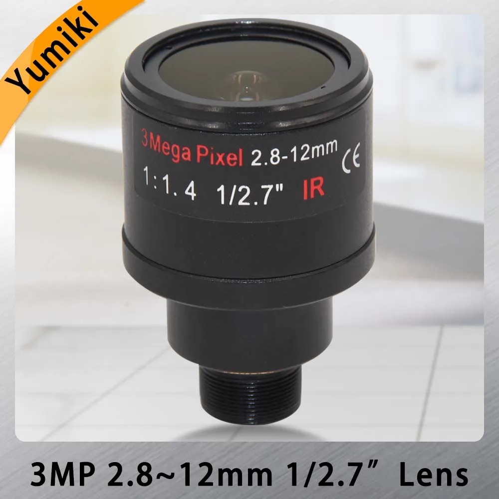Yumiki 3.0 Megapixel fixed iris HD CCTV camera lens 2.8-12mm/varifocal IR security lens/manual zoom & focus M12 F1.4 | Безопасность и