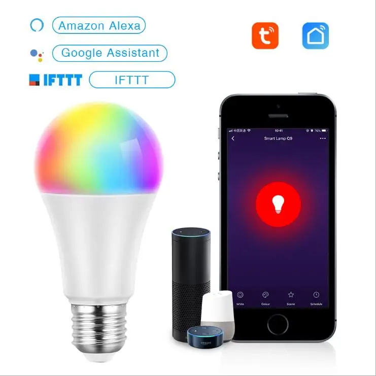 

Magic 10W E27 RGB Led Light Bulb Smart Home Bluetooth Lamp Color Change Dimmable AC85-265V Work with ALexa Google