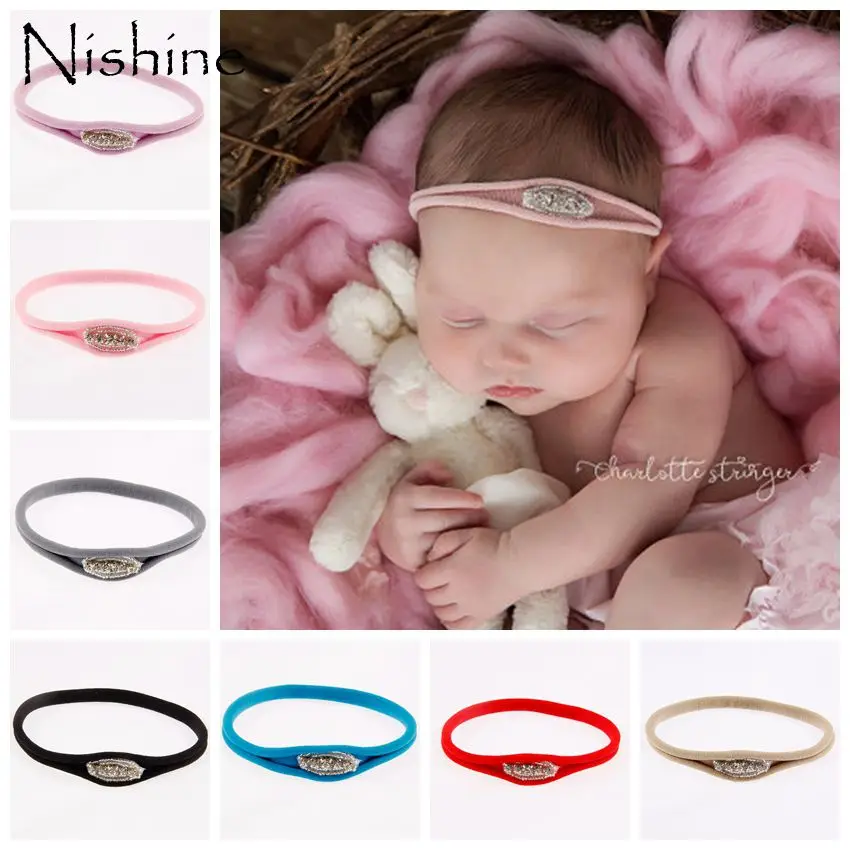 

NISHINE Fashion Newborn Rhinestone Nylon Headband Elastic Shinny Soft Hairband Baby Girls Headwear Photography Props