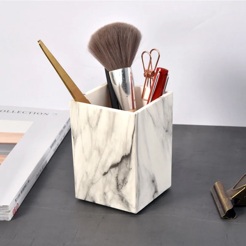 

Marble Pattern Makeup Brush Pen Holder Desktop Jewelry Storage Tube
