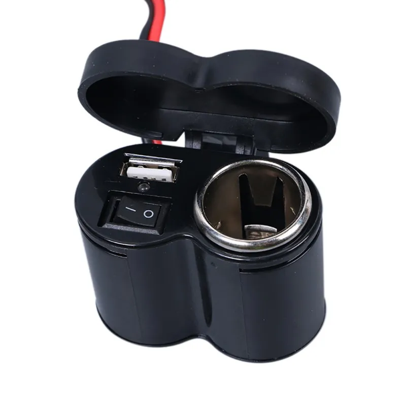 

2019 12V - Lighter LED USB Outlet Socket Power 24V Light Waterproof Indicator Port Charger Cigarette Blue Motorcycle