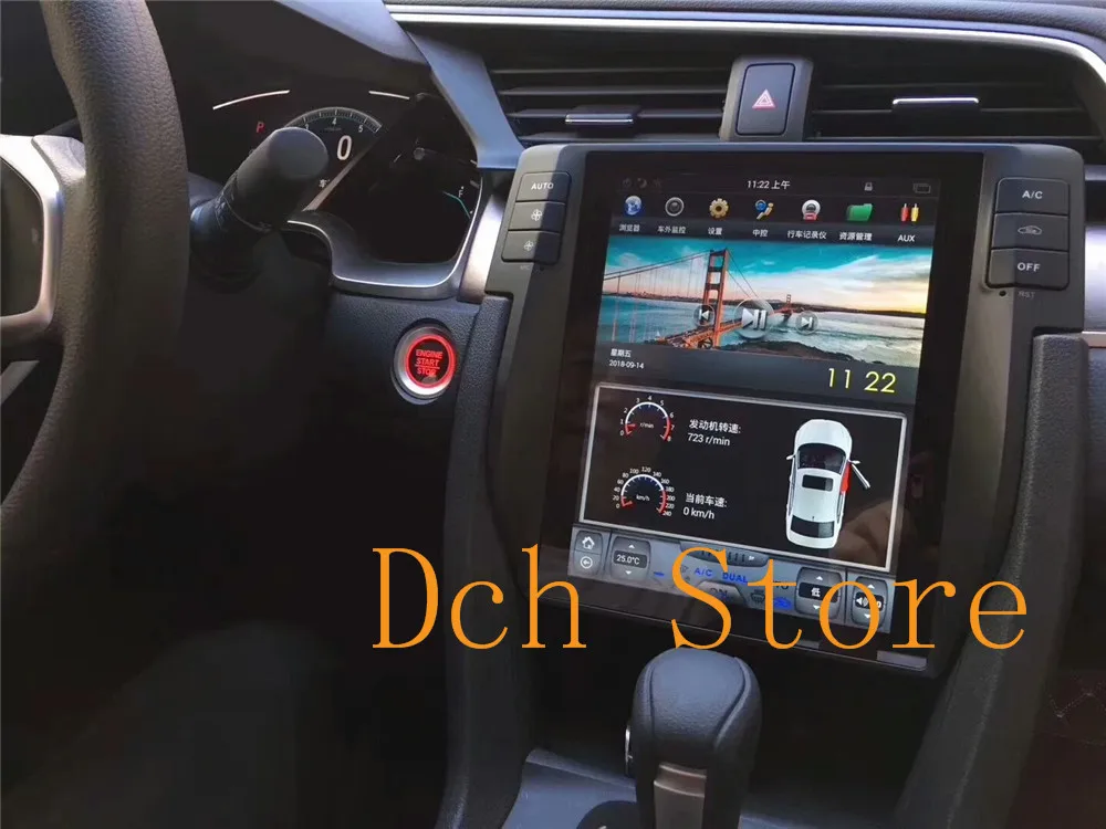 Вертикальный автомобильный сенсорный экран в стиле Tesla стиль Android 8,1 Автомобильная dvd-навигационная система плеер для Honda Civic авто радио PX6 CARPLAY ips