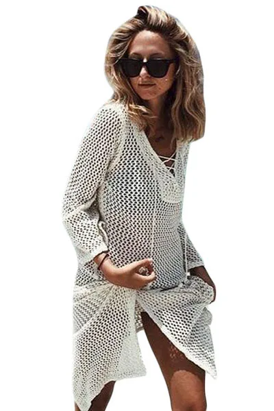 White-Lace-up-Neck-Long-Fishnet-Beachwear-Dress-LC42138-1-2