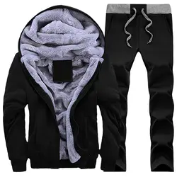 Набор мужского спортивного костюма для мужчин's повседневное флис теплая зимняя куртка + брюки для девочек костюм мужчин's спортивная