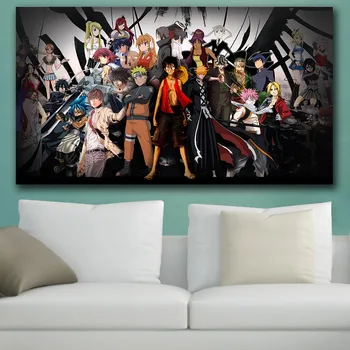 

One large size piece of Japan anime Naruto printing on canvas poster printer of kids room decoration