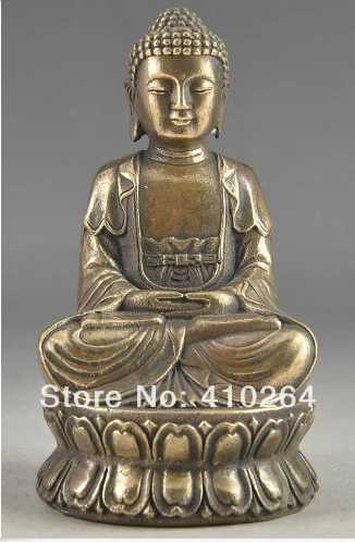 

Hand Hammered Bless Collectable Chinese Brass Old Amulet Buddha Statue