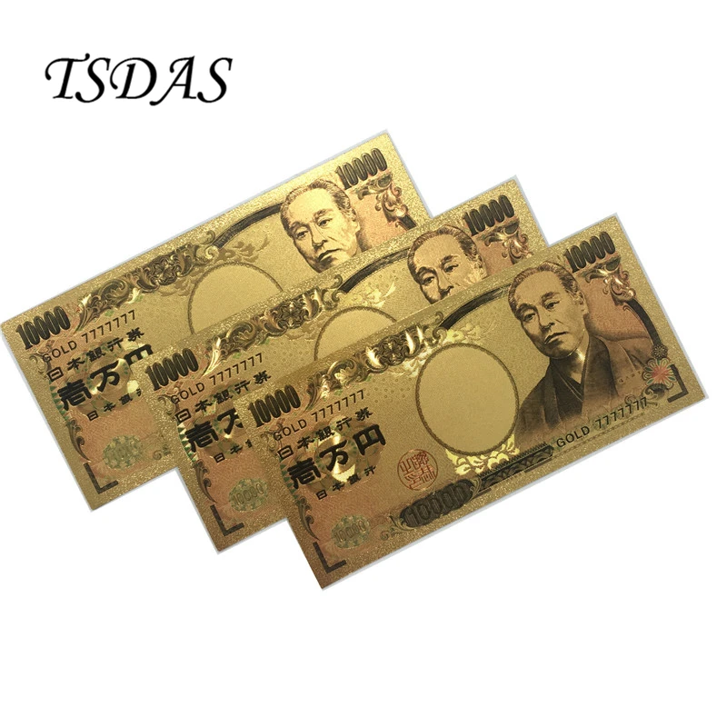 

Lucky 7777777 Gold Foil Banknotes Japan 10000 YEN 24K Gold Plated Replica Banknote in Colors 10pcs/lot as Souvenir Gift