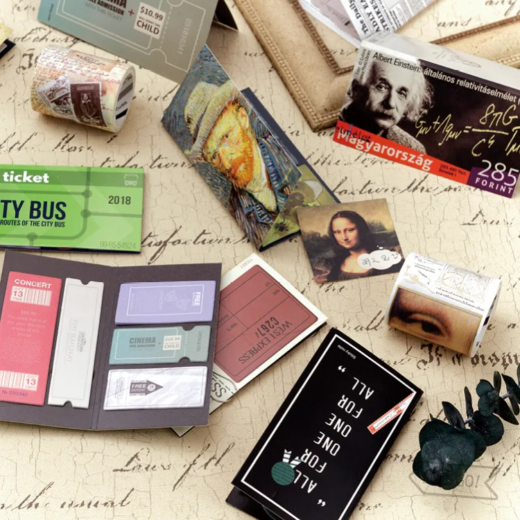 

1 pcs/1 pack Kawaii Memo Pads Stickers Sticky Notes Mona Lisa Vinci Van Gogh School Supply Bookmark Notepad Label