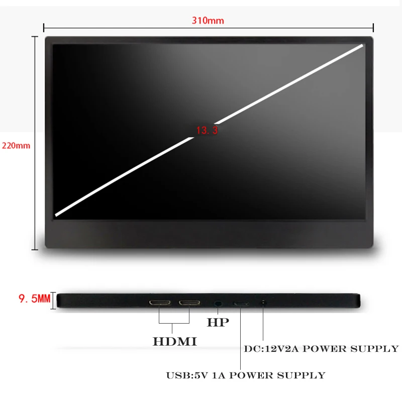 13,3 дюймов супер тонкий Портативный игровой монитор для Ps4 Xbox NS HDMI USB Питание ips портативных ПК второй Экран с ТВ-приставка