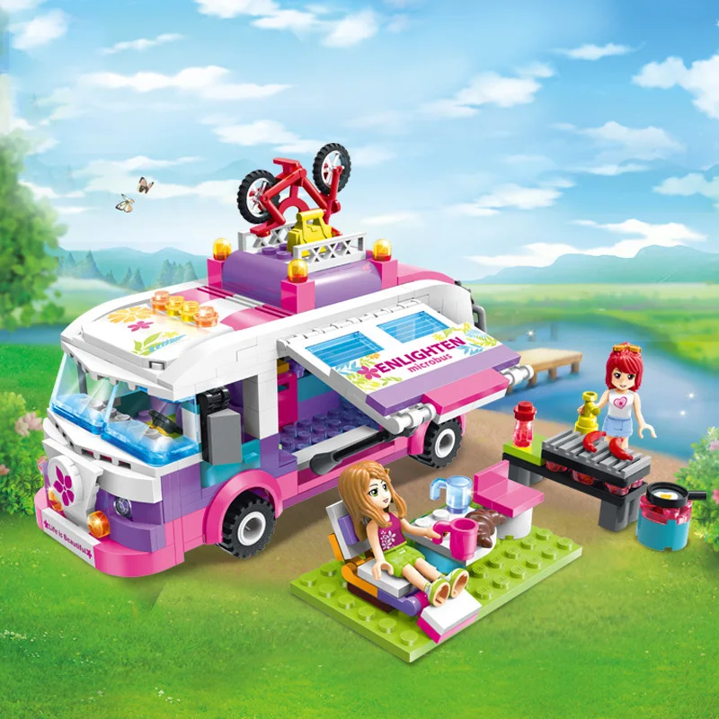 

319Pcs Girls Series Walking Tour Wagon Princess Model Building Blocks Figure Compatible with Legoings Friends Toys for Children