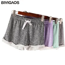 BIVIGAOS Womens Summer Casual Loose Shorts Drawstring Wide Leg Short Polyester Terry Shorts Feminino Home Comfy