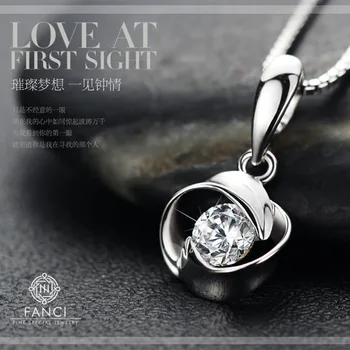 

Women's silver jewelry at first sight love necklace rotating love pendant wholesale
