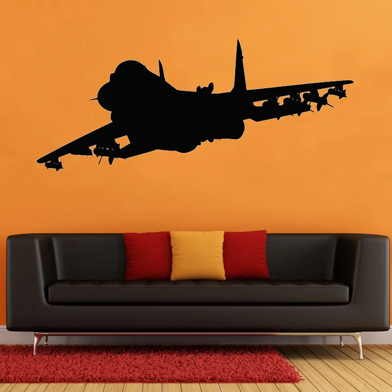 Jet Airplane Wall Sticker Aircraft Air Military Plane Vinyl Decal Home
