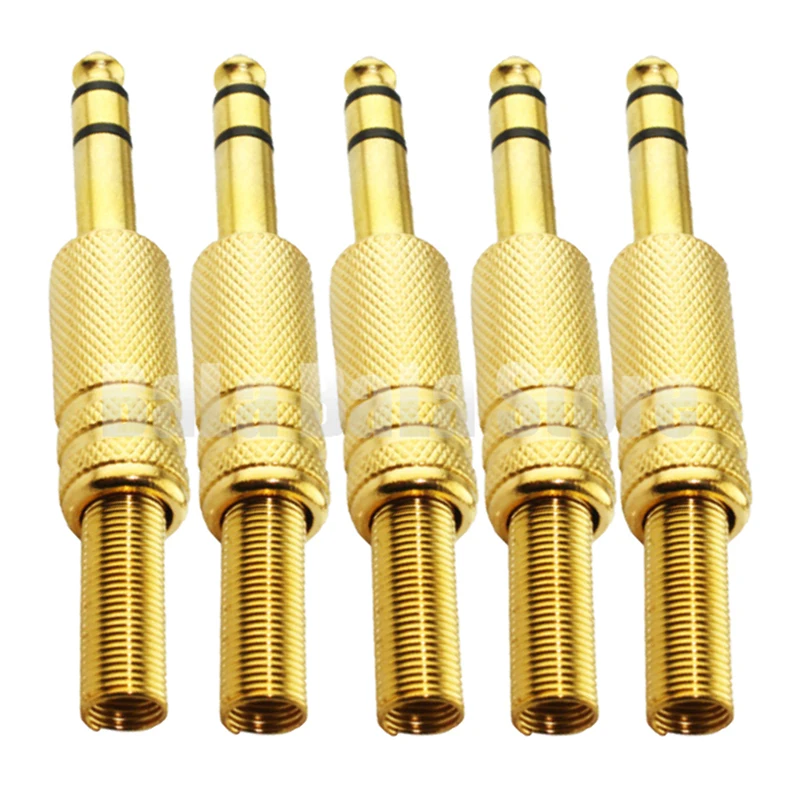 10pcs 6.35mm / 6.5mm 3 Pole stereo Amplifier Plug 6.3 / 6.5 3 Pin Gold