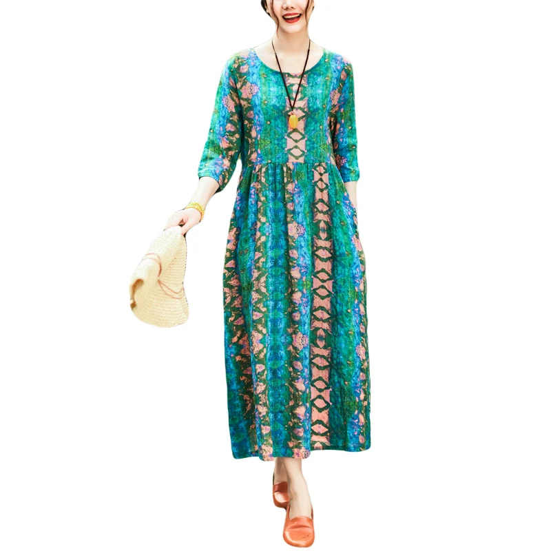 Fashion 2019 New Women Dresses Casual Cotton Linen Summer Dress High