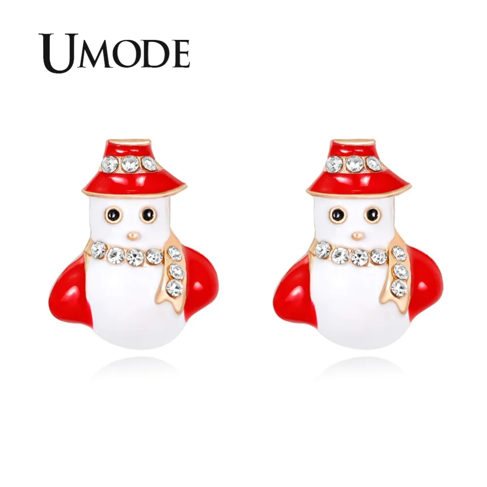 

UMODE Fashion Cute Snowman Stud Earrings for Women 2018 New Rhinestone Crystal Jewelries Snowman Design Boucle D'Oreille AUE0448