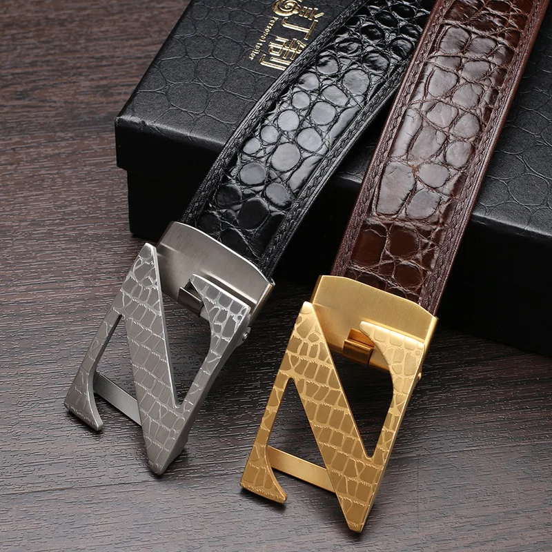 

2019 High Quality Thai Crocodile Leather Belt Male Leather Belt True Leather Belt Auto-buckle Free Shipping