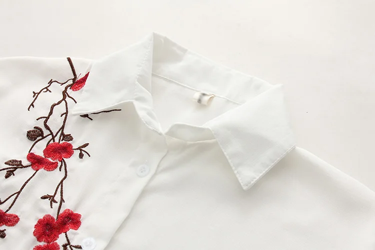 2018 Summer Casual White Linen Loose Blouse Womens Short Sleeve Womens Tops And Blouses Sexy Floral Embroidery Blusa Feminina9