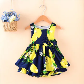 

New Kids Girls Sleeveless Dress Heart Print Round Neck Bowknot Double Layer Hem Princess Dress