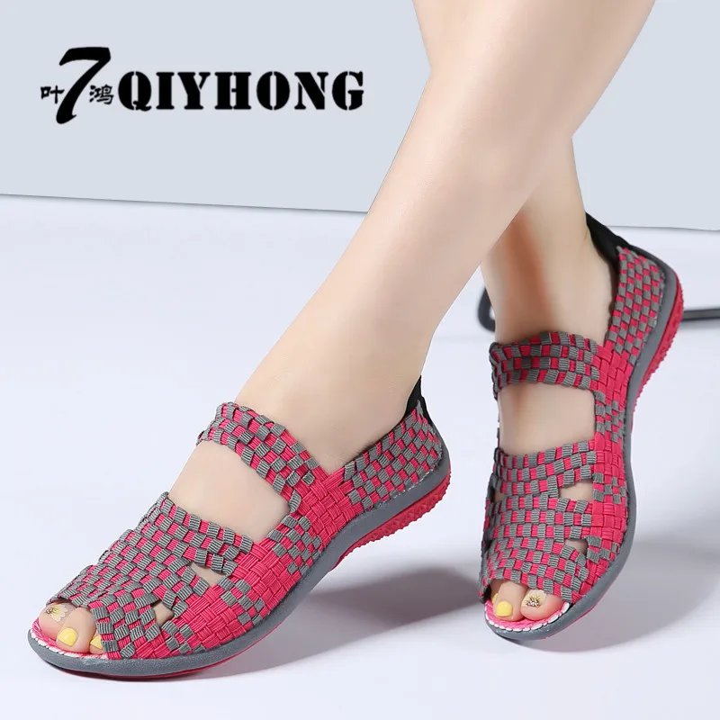 

2018Summer Women Flats Sandals Shoes Women Woven Flat Shoes Ladies Multi Colors Slip On Sandals Female Brand Loafers 812