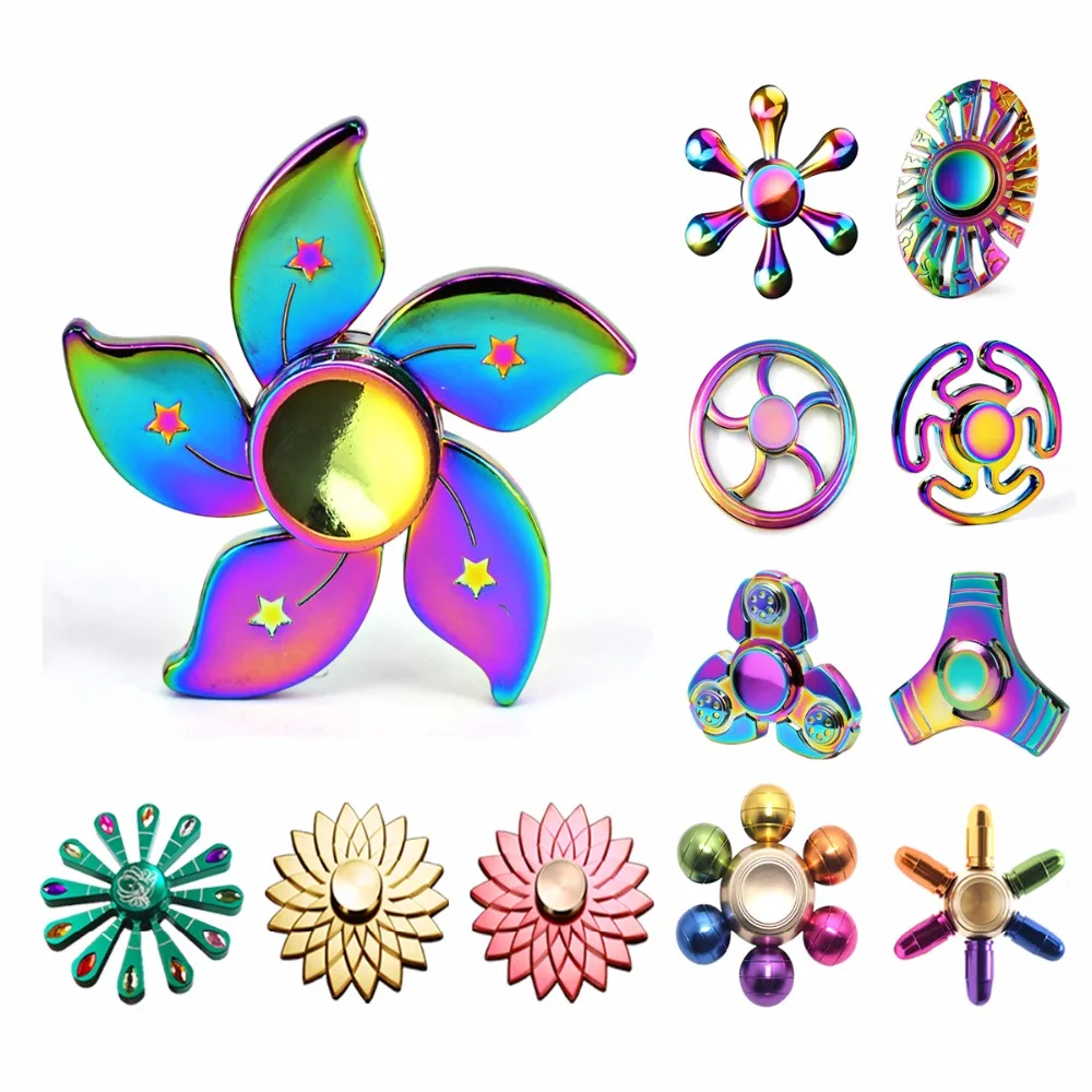 

Rainbow Metal Fidget Spinner Newest Colorful Hand Finger Spiner Figet Spinner Gyro Adult Stress Relieve Child Relax Toy Kid Gift