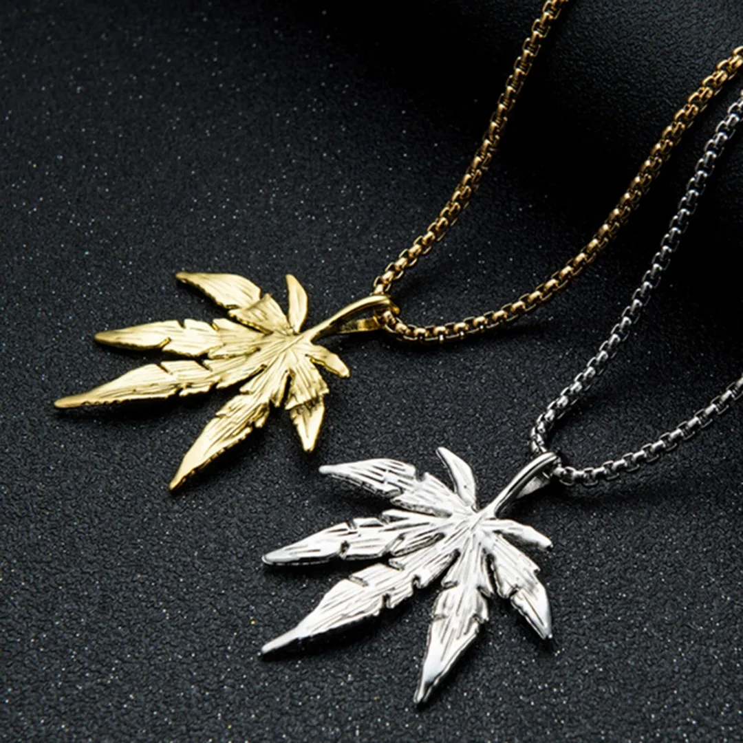 

Charm Leaf Pendant Necklaces Hip Hop Men Women's Leaves Chain Necklace Choker Collar Trendy Party Jewelry Shellhard