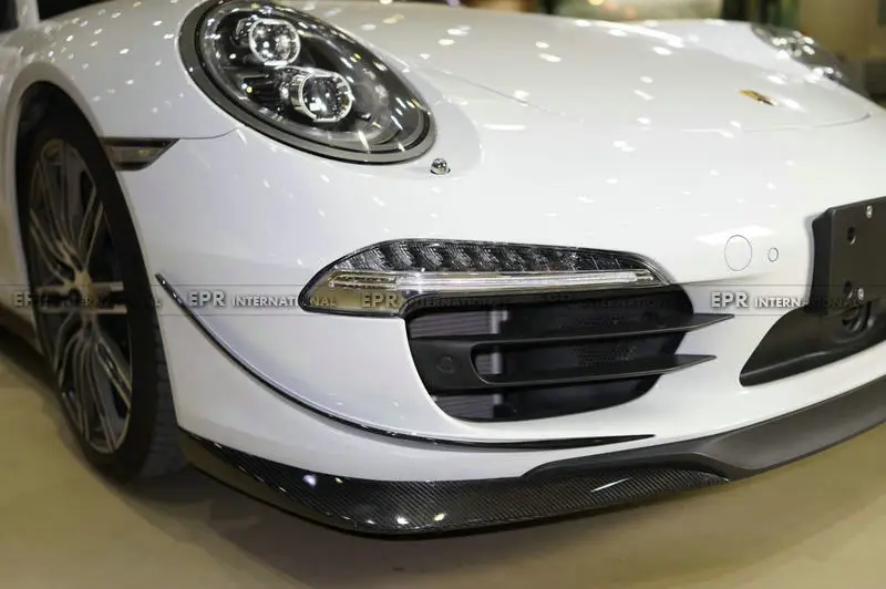 Автомобиль Стайлинг для Porsche 911 991 SP Стиль углерода Волокно передний бампер Canard 2 шт