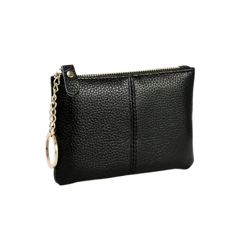 

Portable Genuine Leather Coin Card Key Ring Wallet Pouch Mini Purse Zipper Small Change Bag