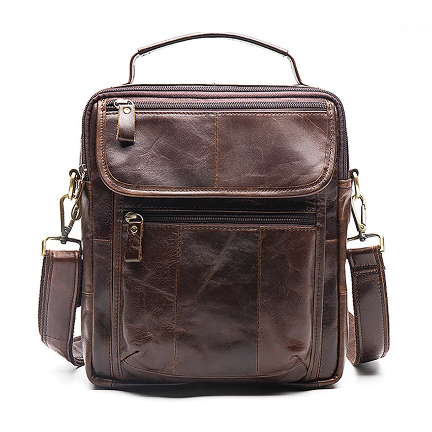 

Brand Messenger Bag Men Shoulder Bag 100% Cowhide Leather Business handbags Male Small Flap Casual Crossbody Bags for men