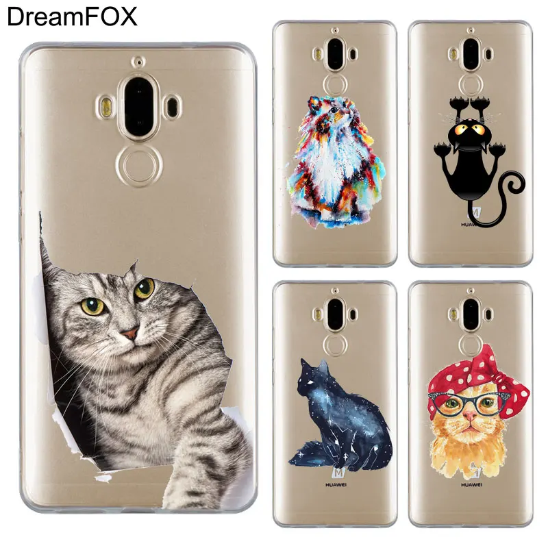 DREAMFOX M192 Cool Cat Soft TPU Silicone Cover Case For Huawei Mate 8 9 10 20 30 Lite Pro |