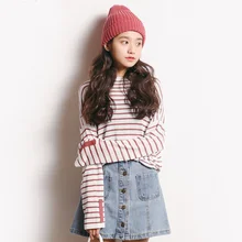 Johnature осенние полосатые женские футболки Mori Girl Новые повседневные Модные свободные милые рубашки с длинными рукавами и круглым вырезом