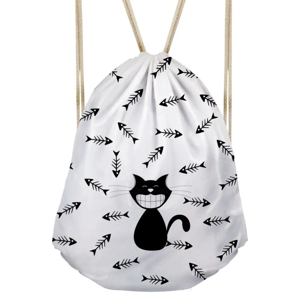 

Cute Drawstring Pouch for Women Travel Packaging Storage Backpack Children School 3D Cat Printing Drawstring Bags