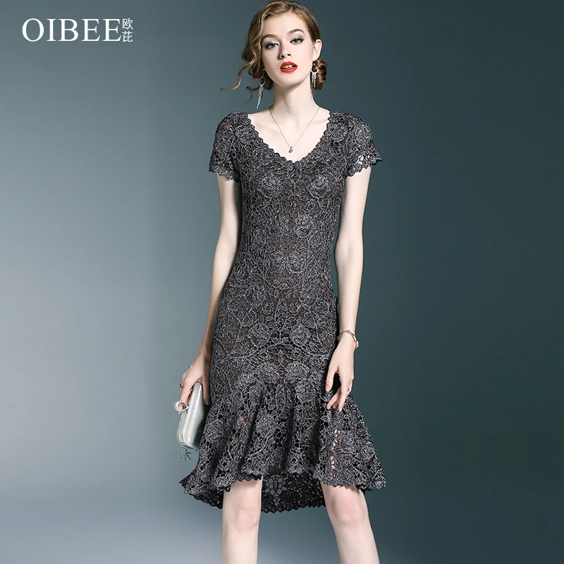 OIBEE сексуальное летнее вечернее платье с v-образным вырезом и коротким рукавом