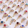 QianBei 50pcs/set Fashion Gold Color Cute Colorful Rhinestone Finger Rings Jewelry For Men Women Gifts Couple 5